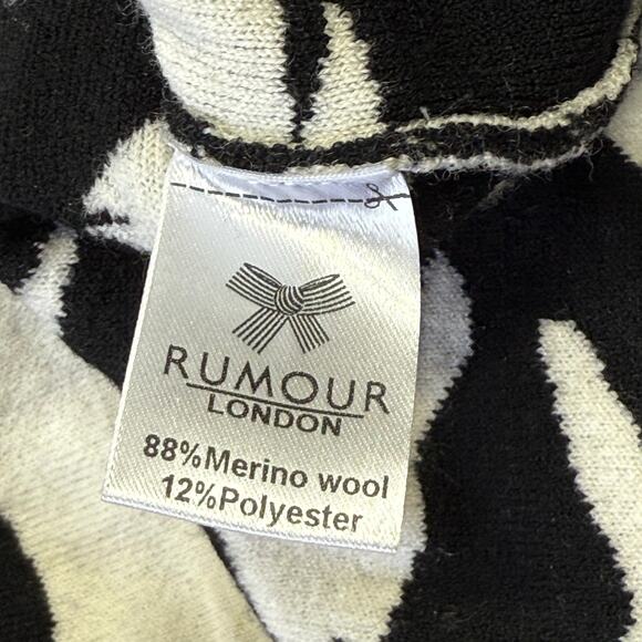Rumour London Sea and Sky Black illusion-houndstooth knitted jacquard dress XS - Picture 7 of 11